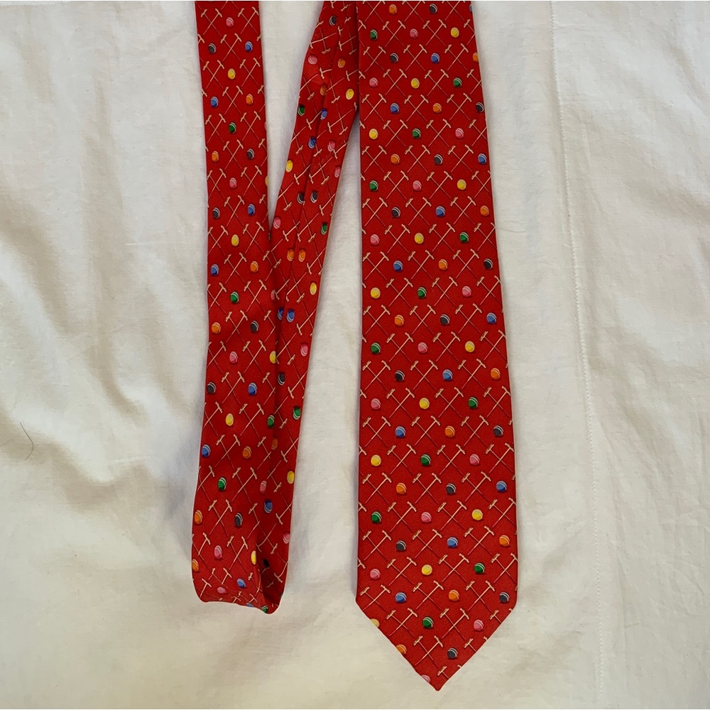 Men’s Red Bird Dog Bay Tie - Croquet Design